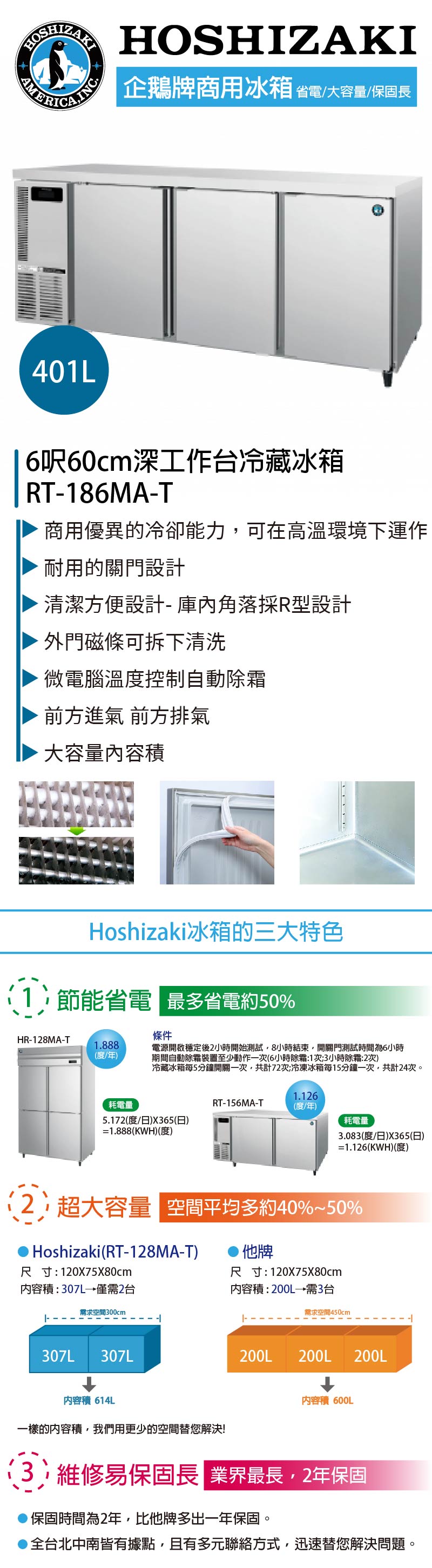 6呎60cm深工作台冷藏冰箱