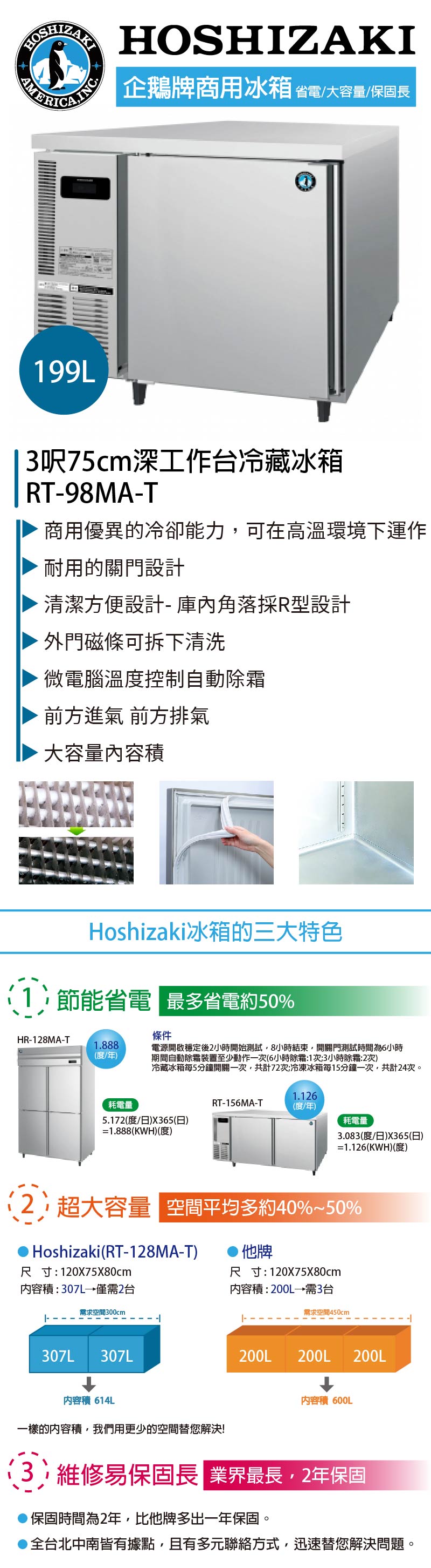 3呎75cm深工作台冷藏冰箱