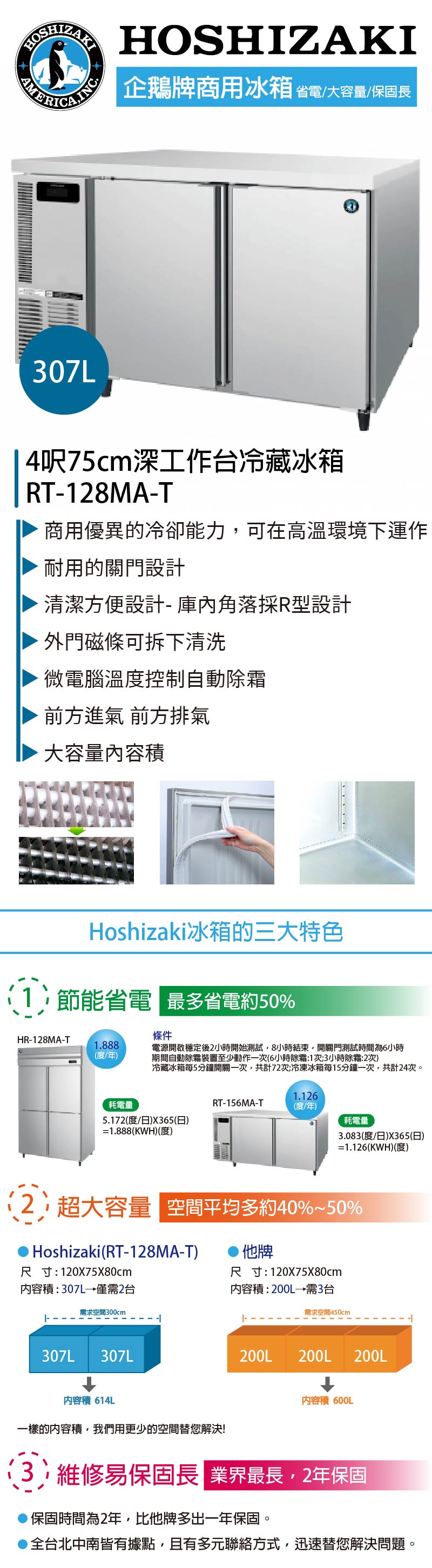 4呎75cm深工作台冷藏冰箱
