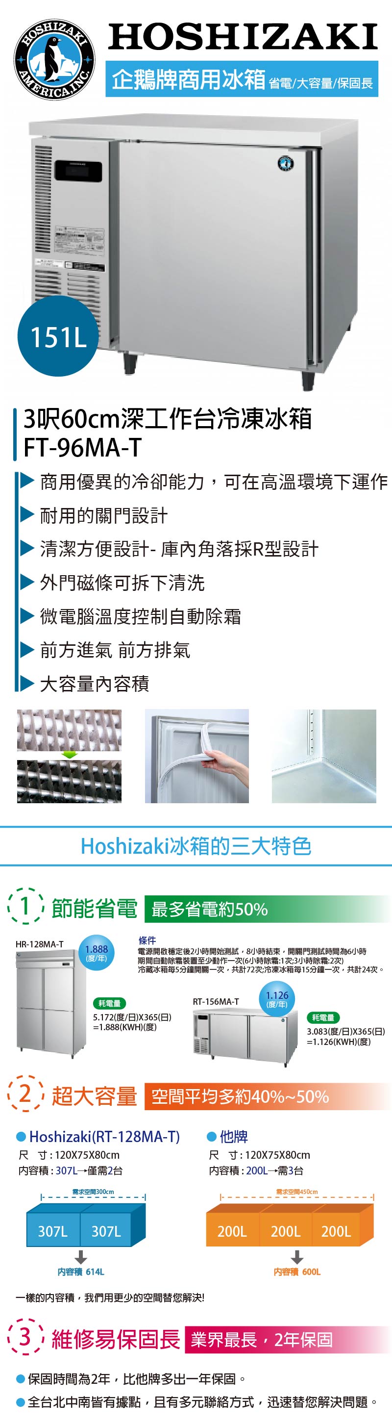 3呎60cm深工作台冷凍冰箱