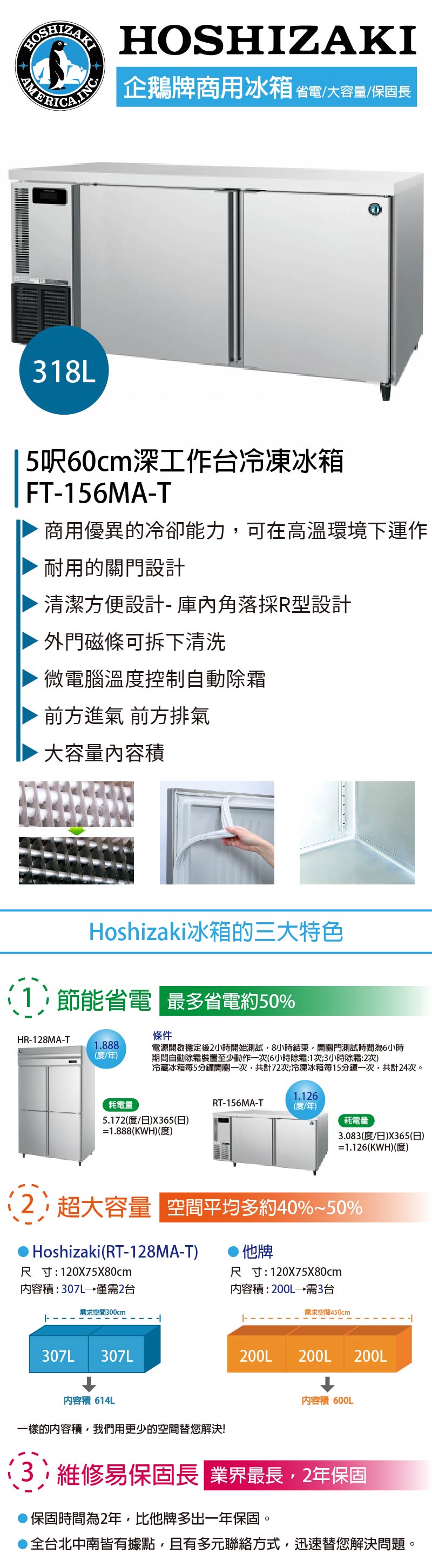 5呎60cm深工作台冷凍冰箱