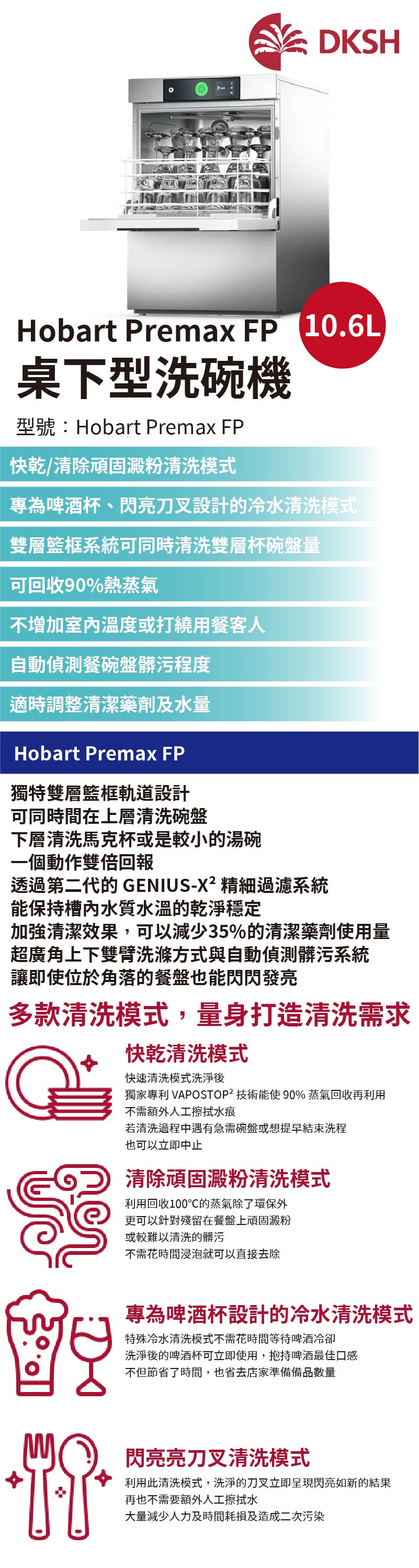 Hobart Premax FP 桌下型洗碗機