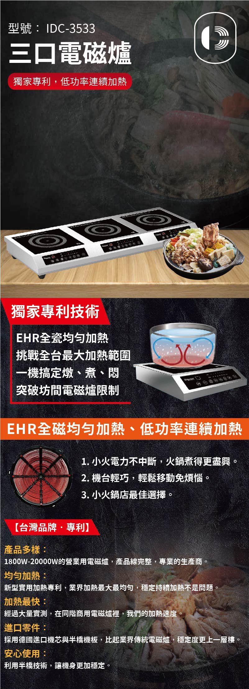 三口電磁爐