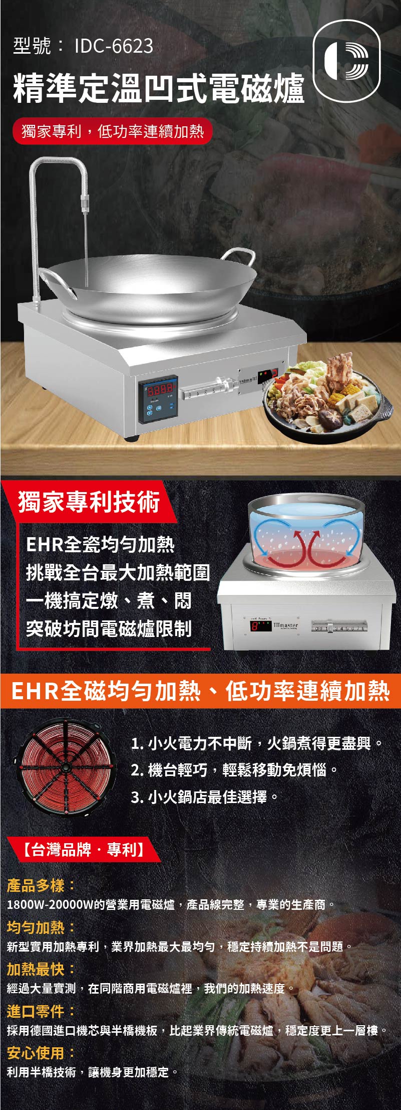 精準定溫凹式電磁爐